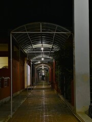 garage, walking way in kohat markaz night view 
