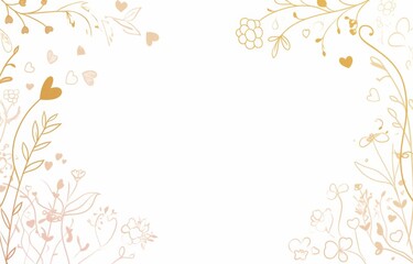 Simple Line Art Frame for Writing: Elegant Design with Two Hearts in the Bottom Left Corner on White Background

