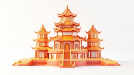 Fototapeta premium A colorful traditional Asian-style pagoda with multiple tiers and intricate details.