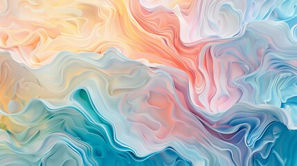 Serene Pastel Dreams Aerial View of Delicate Artwork with Soft Brushstrokes and Flowing Lines