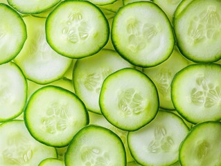 background filled with cut slices of cucumber 