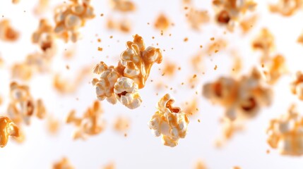 Whimsical Popcorn Dance: A Floating Delight in a White Background