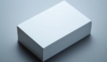 Fototapeta premium Stack of Blank Business Cards on Grey Background: High-Resolution Mockup Template with White Paper for Text or Photo, Ideal for Professional Presentations