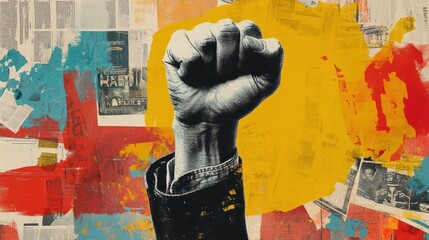 Fototapeta premium A raised fist symbolizing resistance and empowerment against social injustices.