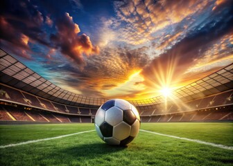 Dynamic Football Wallpaper Featuring a Vibrant Soccer Field and a Classic Ball in Action