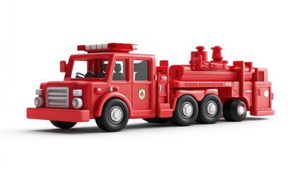 A red toy fire truck designed for play and imagination.