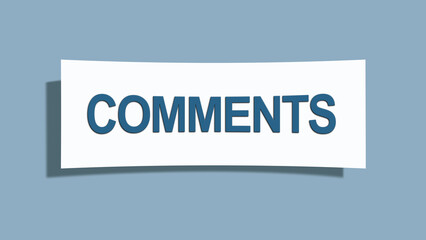 Comments. A card isolated on blue background.
