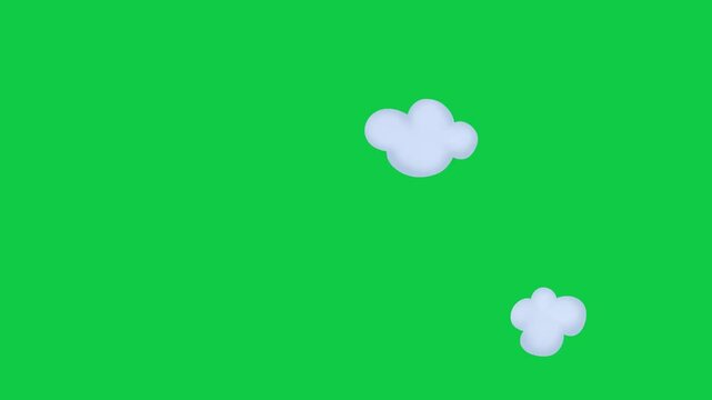 Looped 2D animated white clouds on a removable background