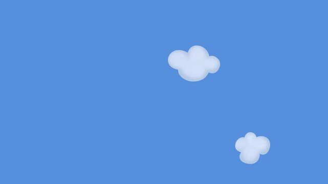 Looped 2D animated white clouds on blue sky