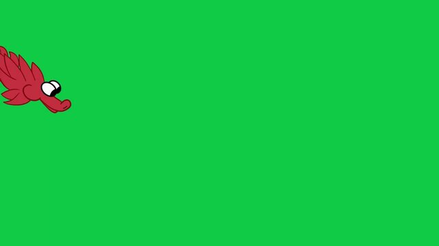 Looped 2D Animation of a Red flying Asian Dragon with green screen