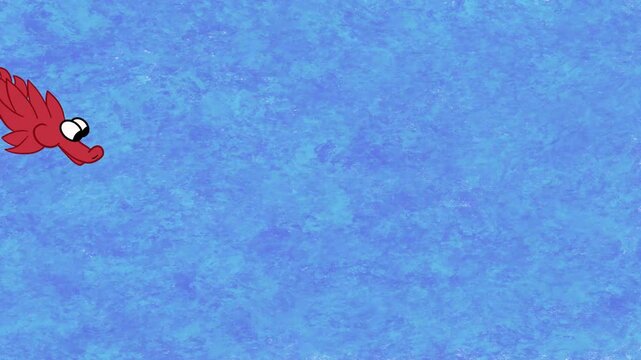 Looped 2D Animation of a Red flying Asian Dragon on a blue textured background