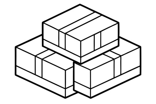 recommend clip art:   cardboard boxes at stake vector  line art  illustration