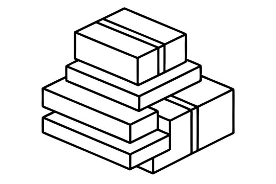 recommend clip art:   cardboard boxes at stake vector  line art  illustration