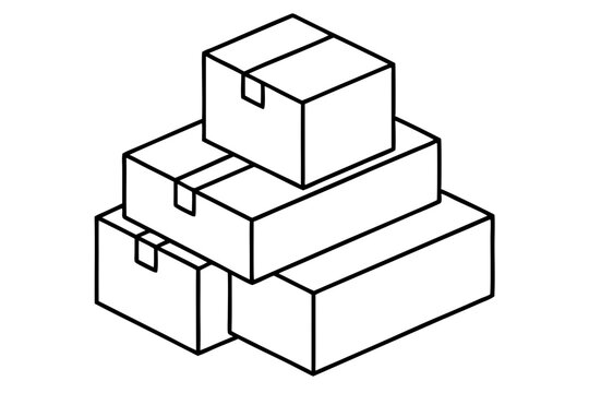 recommend clip art:   cardboard boxes at stake vector  line art  illustration