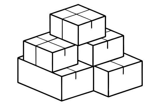 recommend clip art:   cardboard boxes at stake vector  line art  illustration