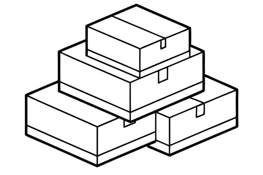 recommend clip art:   cardboard boxes at stake vector  line art  illustration