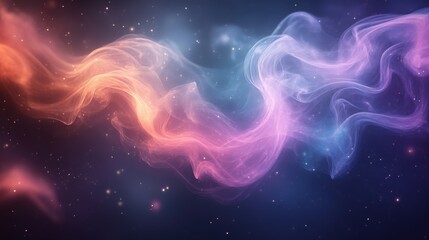 Elegant Dance Of Ethereal Smoke-Like Particles In Soft Pink And Purple Hues Against A Starry Background For Dreamlike And Fantasy Concepts
