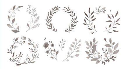 Fototapeta premium Minimalistic botanical wedding frame elements -- AI Generated