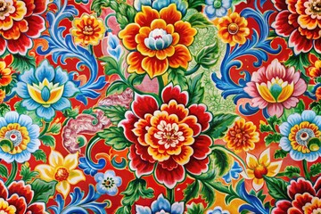 Elegant Chinese Seamless Pattern Featuring Traditional Motifs and Vibrant Color Combinations
