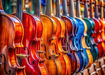 Elegant close-up of vibrant musical strings, showcasing the beauty of craftsmanship and sound production