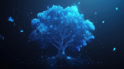 tree network connection technology concept with futuristic elements.