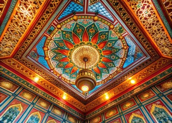 Obraz premium Elegant Decorative Ceiling Texture with Intricate Patterns and Soft Lighting for Interior Design Projects