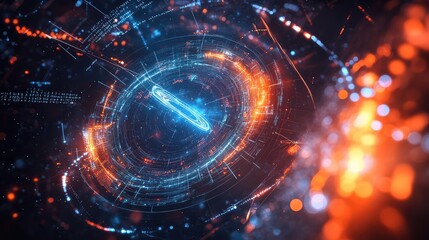 Obraz premium Physics or Mathematical Equations on a Universe-Themed LED Background -- AI Generated