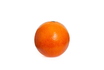 Ripe Sicilian orange isolated over white background. Copy space. Close up view