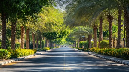 Obraz premium Riyadh's Ornamental Trees in Downtown -- AI Generated