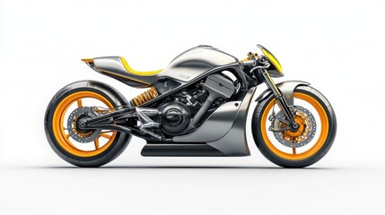 Obraz premium A sleek, futuristic motorcycle design showcasing modern engineering and aesthetics.
