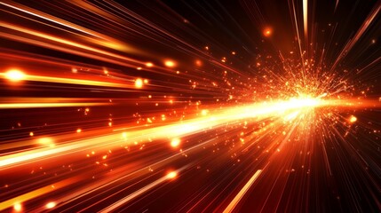 Obraz premium A futuristic design illustrating rapid data movement with glowing rays and dynamic explosions, capturing the essence of space travel