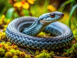 Fototapeta premium Elegant Grey Snake on Natural Background Capturing the Beauty of Serpents in Their Habitat