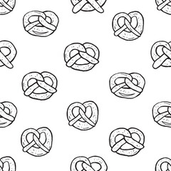 Seamless pattern with hand drawn pretzels
