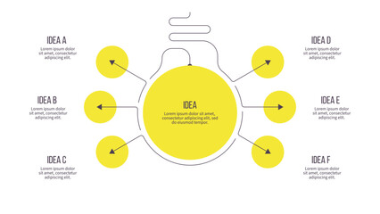 Business infographic template. Idea chart with 6 options, steps. Vector chart.