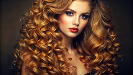 Fototapeta premium Elegant Long Curly Hairstyles for Various Occasions and Inspirations in Fashion and Beauty Trends