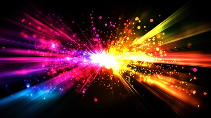 Fototapeta premium A futuristic design illustrating rapid data movement with glowing rays and dynamic explosions, capturing the essence of space travel