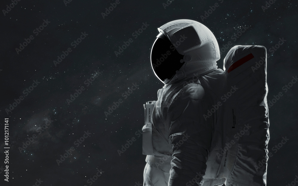 Canvas Prints 3d illustration of astronaut in spacesuit. high quality digital space sci-fi art in 5k - realistic v