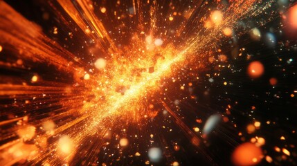 Fototapeta premium A bold composition of glowing data flow and explosion, lights, energetic backround, colorful