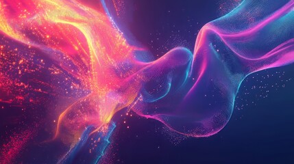 Fototapeta premium A bold composition of glowing data flow and explosion, lights, energetic backround, colorful