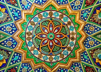 Elegant Representation of Sunni Islam Symbol with Intricate Designs and Vibrant Colors on Canvas
