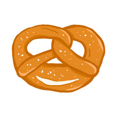 Hand drawn traditional German pretzel. Food illustration