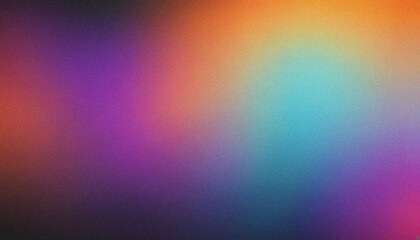 grainy gradient abstract background Orange, Black, Cyan, Purple. Dynamic color flow header gradient with grainy effects and retro style