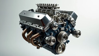 Powerful car engine isolated on white background
