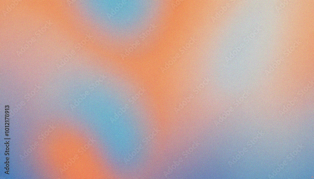 Poster grainy gradient background abstract color wave backdrop orange, grey, blue. smooth wave design featu