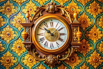 Obraz premium Elegant Vintage Antique Wall Clock with Intricate Design and Classic Roman Numerals for Decor