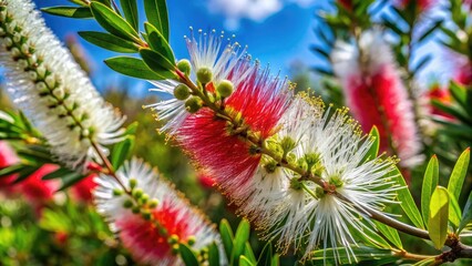 Elegant White Bottle Brush Tree Displaying Unique Foliage in a Bright Natural Environment