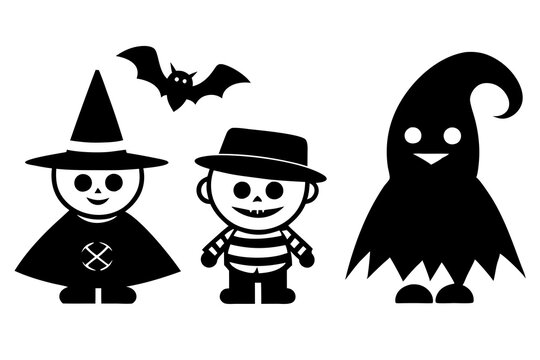 Happy Halloween. Vampire count Dracula, Mummy, whitch hat, zombie round face head icon set. Cute cartoon funny spooky baby character. Greeting card. Flat design White background. Vector illustration