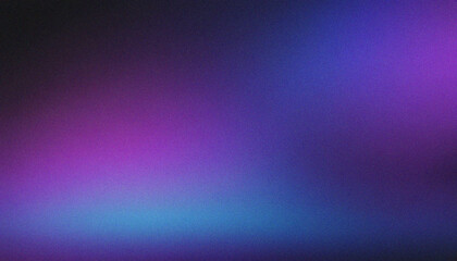 Fototapeta premium Grainy gradient noise texture banner abstract background Purple, Blue, Black. Sleek noise texture with smooth flowing gradient patterns
