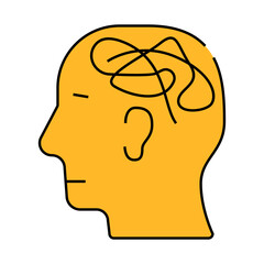 mess in head line icon vector. mess in head sign. isolated symbol illustration