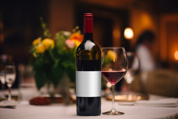 PNG red wine bottle label mockup, transparent design